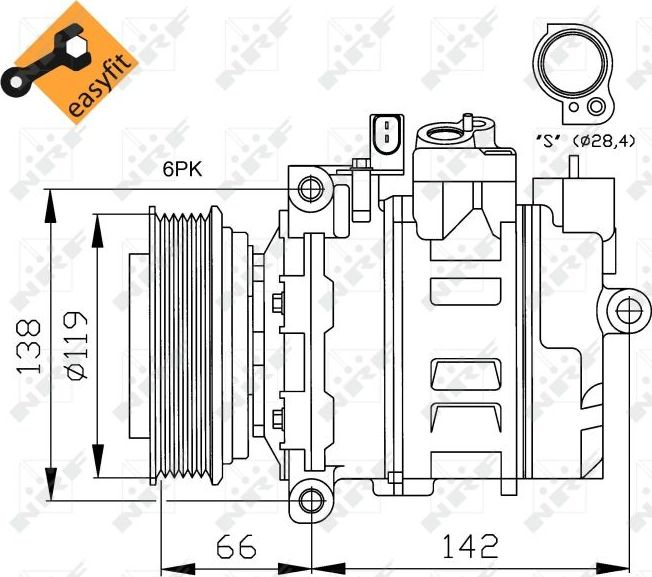Компрессор кондиционера NRF EASY FIT. Артикул 32487