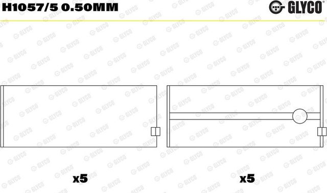 Вкладыши коренные Glyco для Citroen Grand C4 SpaceTourer 2018-2026. Артикул H1057/5 0.50mm