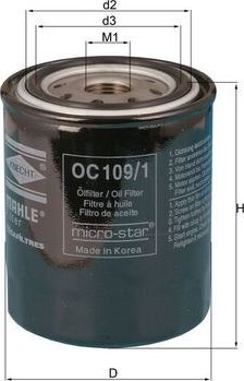 Масляный фильтр Mahle-Knecht. Артикул OC 109/1