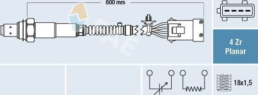 Лямбда-зонд (кислородный датчик) FAE для Peugeot RCZ I 2010-2015. Артикул 77494