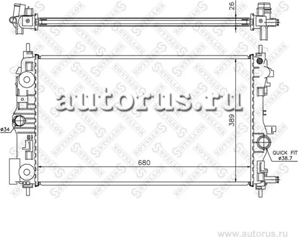Радиатор охлаждения двигателя Stellox. Артикул 10-26027-SX