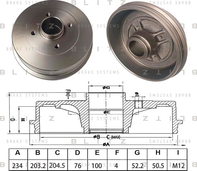 Барабан тормозной RENAULT LOGAN/SANDERO 96 (Blitz). Артикул BT0147