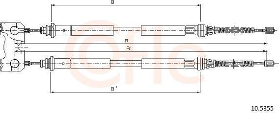 Трос ручника (тросик ручного тормоза) Cofle задний для Ford Escort V 1993-2001. Артикул 10.5355