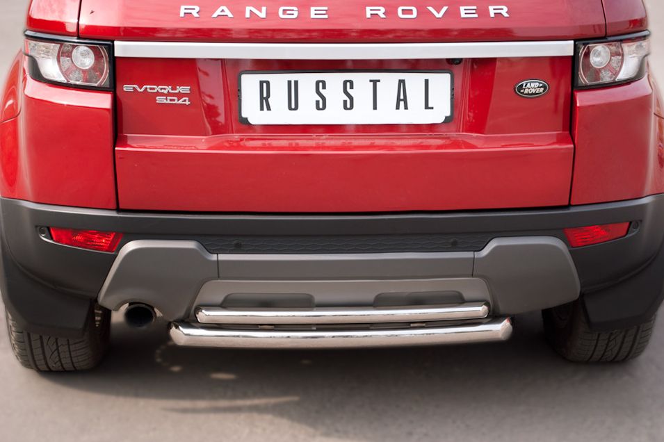 Защита RusStal заднего бампера d63/42 (дуга) для Land Rover Range Rover Evoque I Prestige, Pure 2011-2018. Артикул REPZ-000809