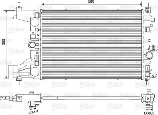 Радиатор охлаждения двигателя Valeo для Opel Zafira C 2011-2014. Артикул 701594