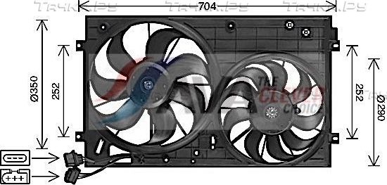 Вентилятор радиатора двигателя AVA для Volkswagen Golf IV 1997-2006. Артикул AI7526