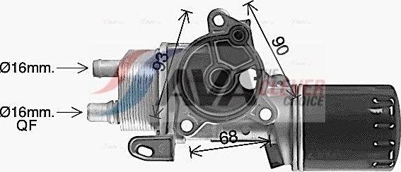 Радиатор масляный (маслоохладитель) для двигателя AVA (алюминий). Артикул CN3327H