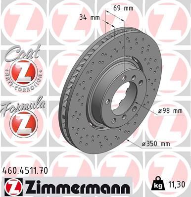 Тормозной диск Zimmermann FORMULA Z. Артикул 460.4511.70