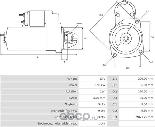 СТАРТЕР CITROEN AX, BERLINGO, BX, C2, C3, C4, C-ELYSEE, NEMO, SAXO, XSARA BREAK, XSARA PICASSO, ZX, (Zikmar). Артикул Z28563R