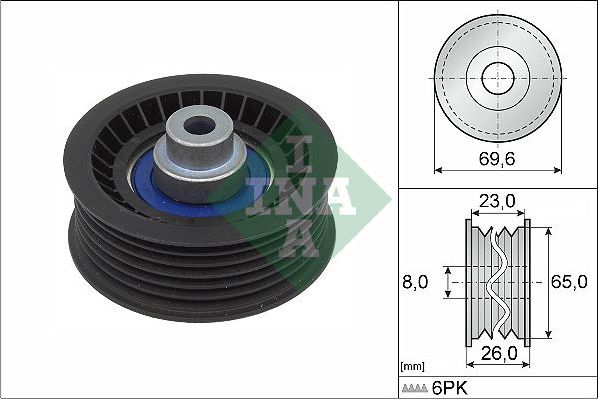 Направляющий (ведущий) ролик приводного поликлинового ремня Ina. Артикул 532 0917 10