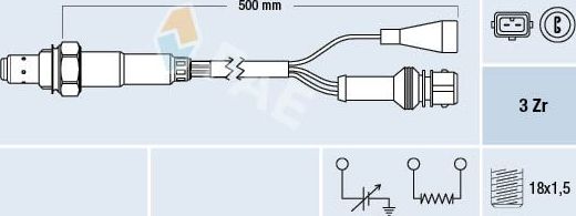 Лямбда-зонд (кислородный датчик) FAE. Артикул 77105