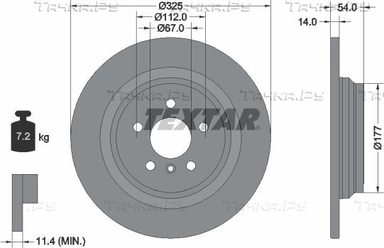 Тормозной диск Textar Pro+. Артикул 92277405