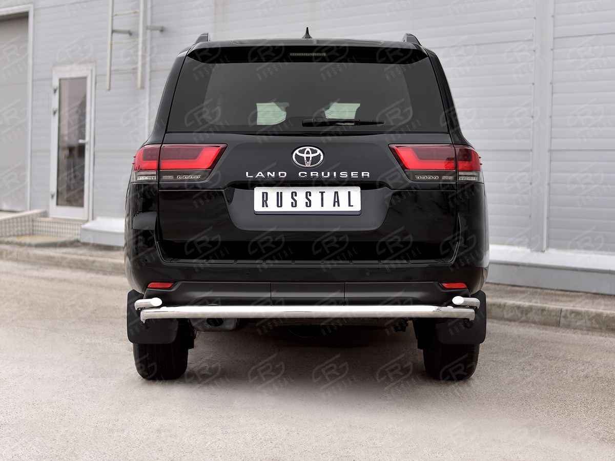 Защита RusStal заднего бампера d63 секции-d42 уголки для Toyota Land Cruiser 300 2021-2026. Артикул TLCZ-003791