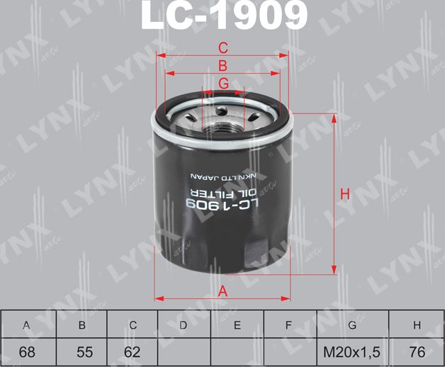 Масляный фильтр LYNXauto. Артикул LC-1909