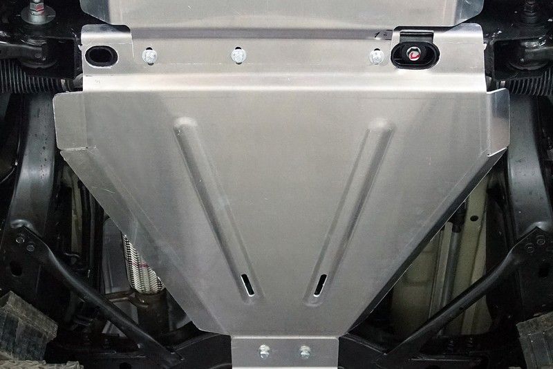 Защита алюминиевая ТСС (4 мм) для рулевой рейки Kia Mohave I рестайлинг 2 2020-2026. Артикул ZKTCC00464