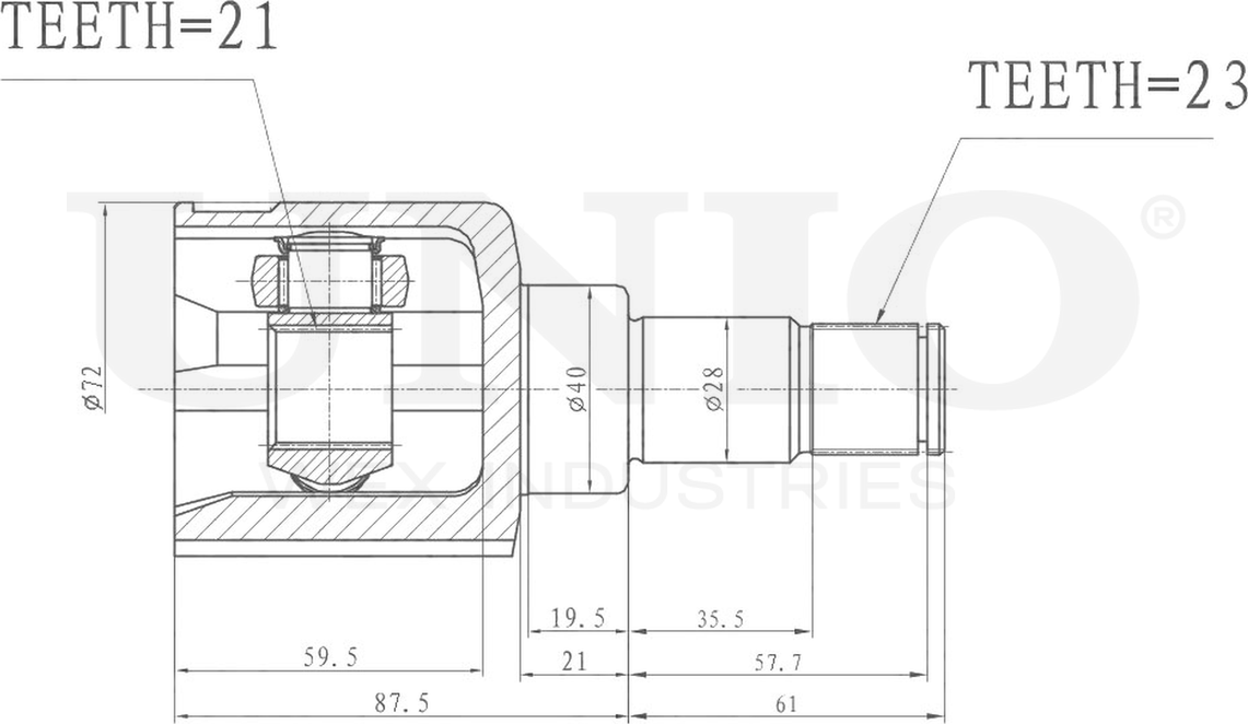 ШРУС внутренний (Unio). Артикул CVJ-30054