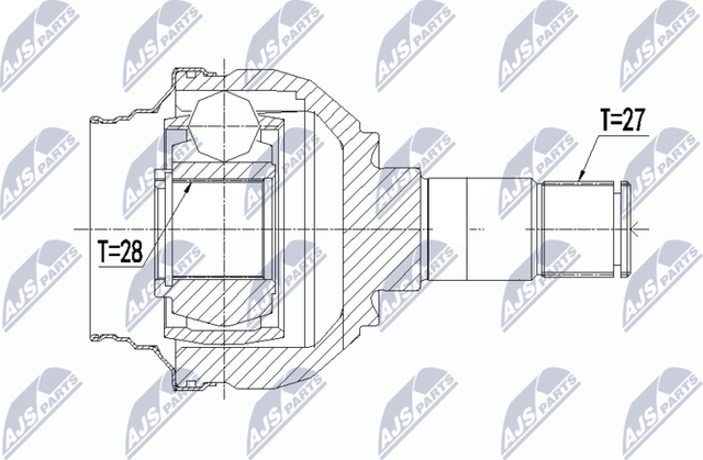 Шрус внутренний (граната) NTY передний левый для Mercedes-Benz B-Класс II (W246) 2011-2018. Артикул NPW-ME-084