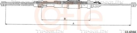 Трос ручника (тросик ручного тормоза) Cofle. Артикул 11.6594