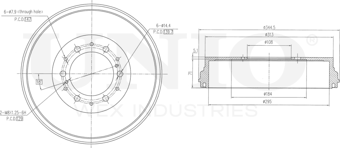 Барабан тормозной (Unio). Артикул BRD-10059
