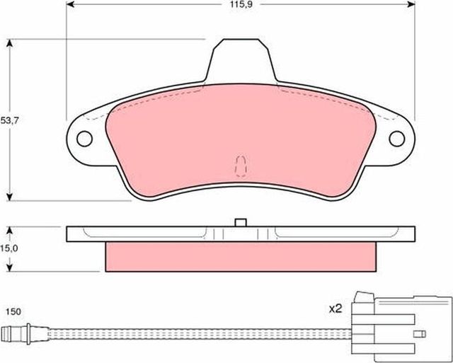 Тормозные колодки TRW задние для Ford Cougar 1998-2001. Артикул GDB1112
