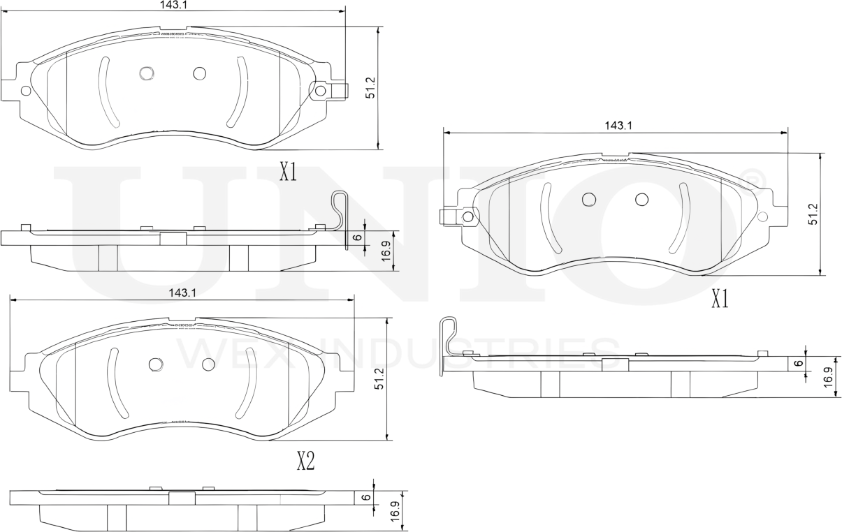 Колодки тормозные дисковые, комплект (Unio). Артикул BRP-20146