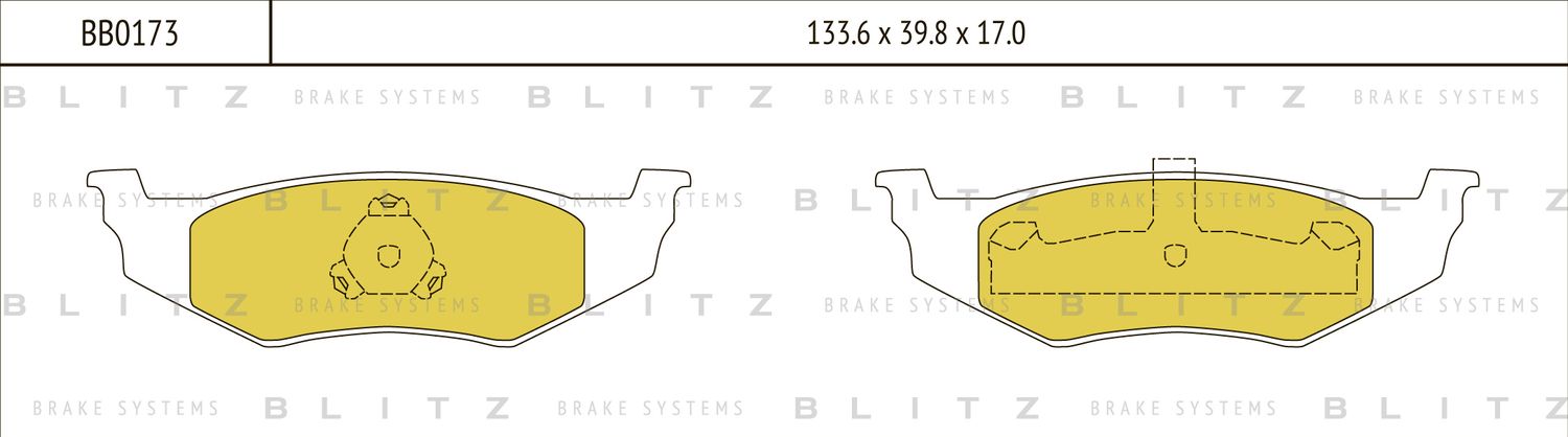 Колодки тормозные CHRYSLER SEBRING/STRATUS/NEON 94- задн. (Blitz). Артикул BB0173
