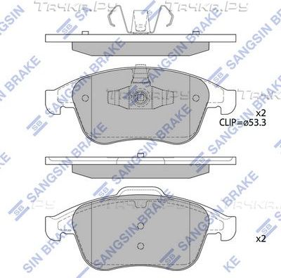 Тормозные колодки Sangsin Hi-Q передние для Renault Clio IV 2013-2019. Артикул SP4055