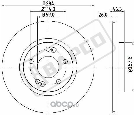 Тормозные диски передн.вентил.BD0459 (Bapco). Артикул BD0459