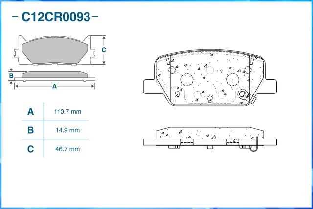 Колодки тормозные задние (Low Metallic) (Cworks). Артикул C12CR0093