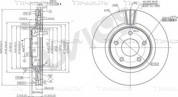 Тормозной диск Advics для Nissan Teana J32 2008-2013. Артикул B6F131B