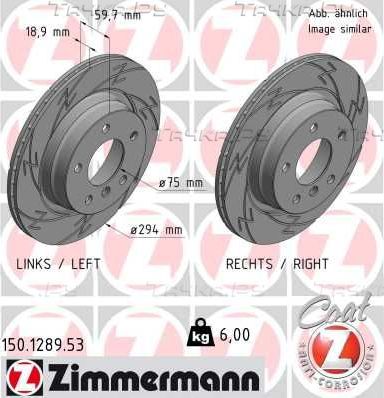 Тормозной диск Zimmermann Black Z. Артикул 150.1289.53
