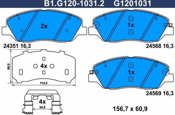 Тормозные колодки Galfer. Артикул B1.G120-1031.2
