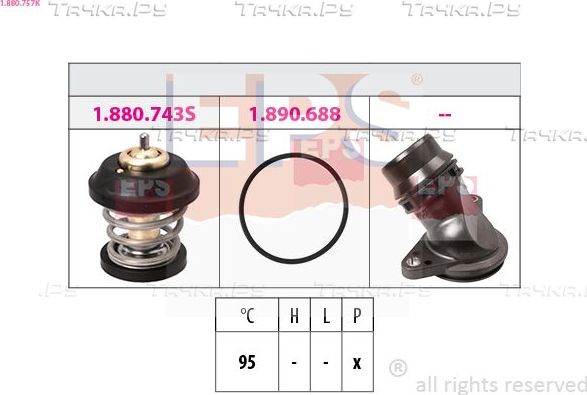 Термостат EPS Made in Italy - OE Equivalent для Audi TT II (8J) 2010-2014. Артикул 1.880.757K