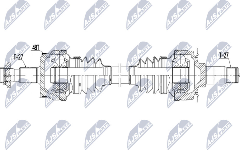 Полуось (привод в сборе, приводной вал) NTY. Артикул NPW-ME-138