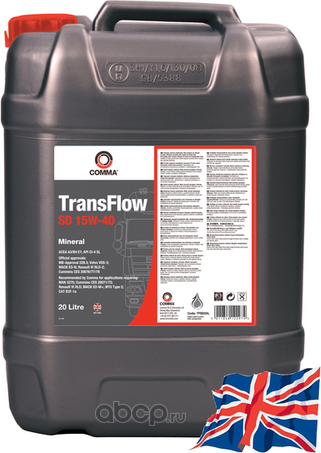 Масло моторное TransFlow SD 15W-40 минеральное 20л (Comma). Артикул TFSD20L