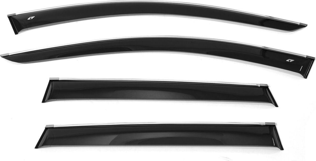 Дефлекторы окон Cobra Tuning широкие (c хром. молдингом) для Renault Duster II 2021-2026. Артикул RE14717CR