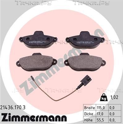 Тормозные колодки Zimmermann. Артикул 21436.170.3