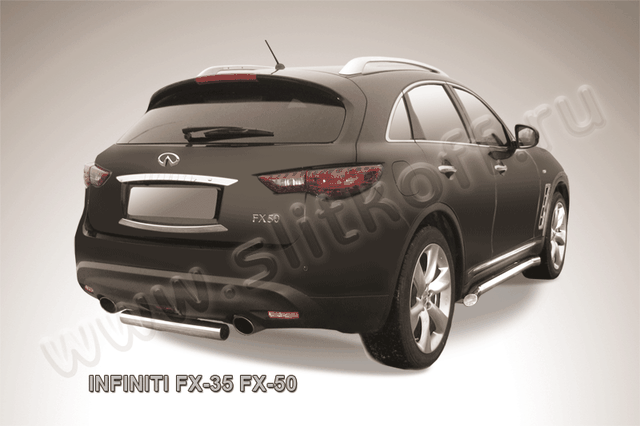 Защита Slitkoff заднего бампера d76 для Infiniti FX 35/50 2008-2026. Артикул IN.FX010