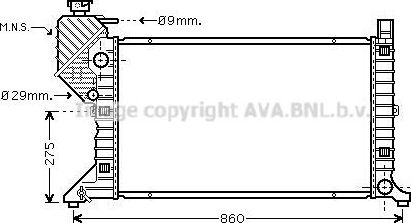 Радиатор охлаждения двигателя AVA. Артикул MSA2300