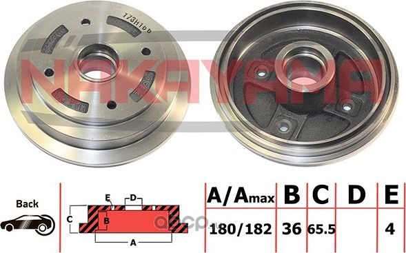 Барабан тормозной (Nakayama). Артикул Q4479
