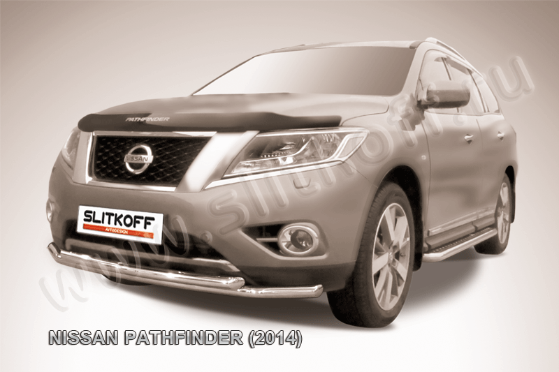 Защита Slitkoff переднего бампера d57/57 двойная для Nissan Pathfinder R52 2014-2026. Артикул NIP14-005
