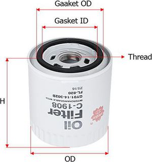 Масляный фильтр Sakura для Dodge Durango II 2008-2010. Артикул C-1908