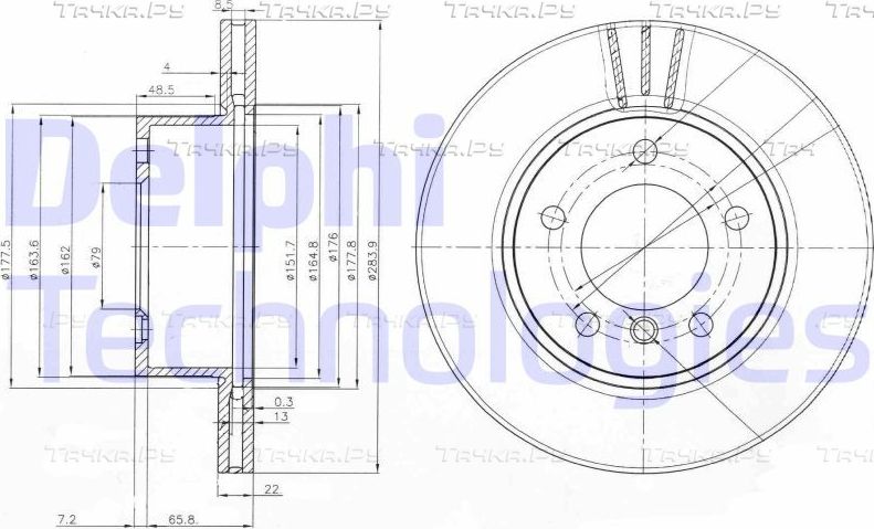 Тормозной диск Delphi передний для BMW 1 III (F40) 2011-2026. Артикул BG3899C