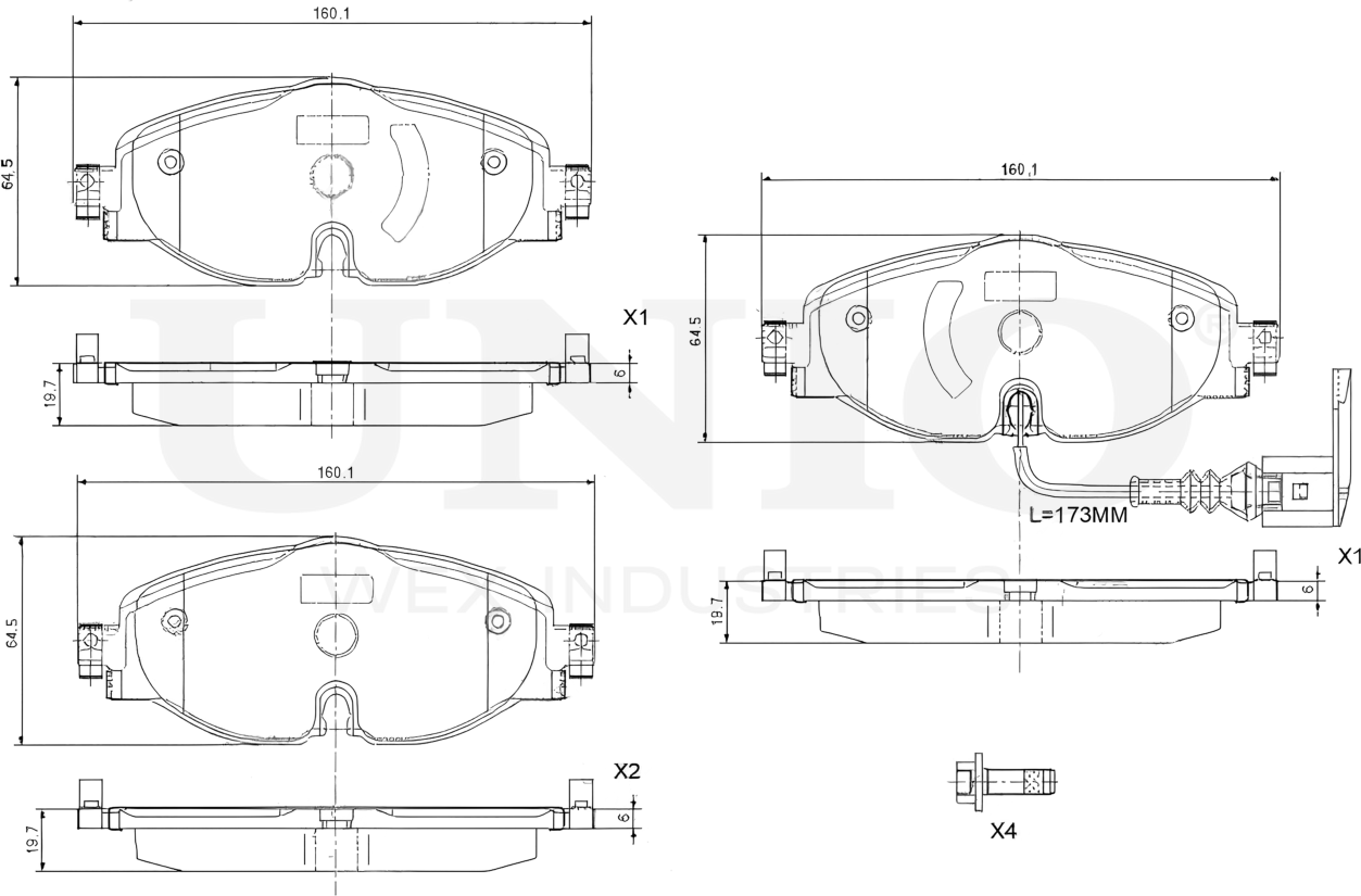 Колодки тормозные дисковые, комплект (Unio). Артикул BRP-20027