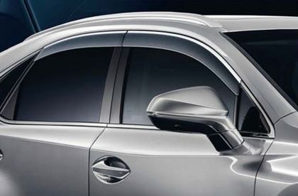Дефлекторы Toyota (оригинал) (с нержавеющим молдингом) для окон Lexus NX 2014-2021 Черный. Артикул 08611-78810