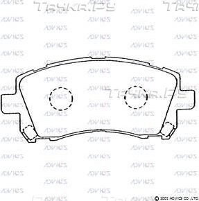 Тормозные колодки Advics передние для Toyota Camry 40 (V40, XV40) 2006-2011. Артикул SN855