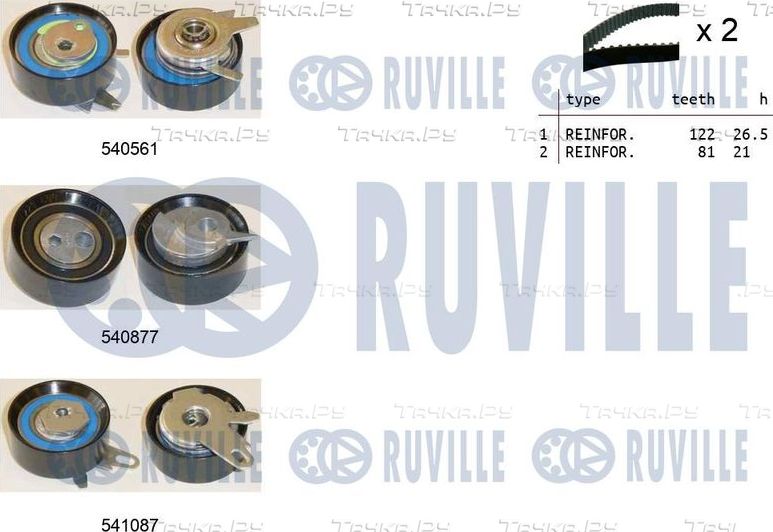 Ремень ГРМ с роликами (комплект) Ruville для Volvo 850 1995-1996. Артикул 550143