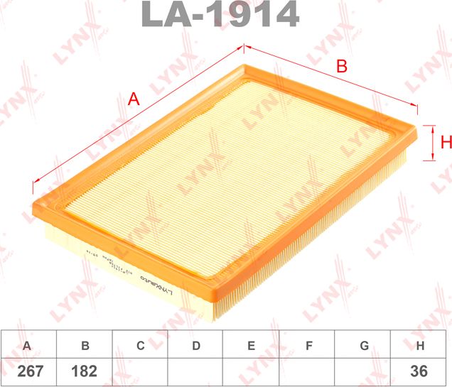 Воздушный фильтр LYNXauto. Артикул LA-1914