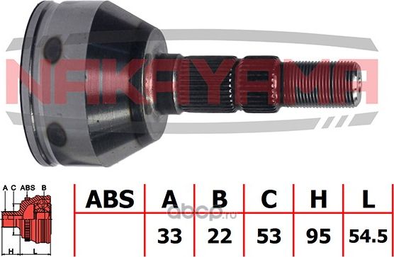 ШРУС внешн. к-кт OPEL Astra H/Zafira B 1.4/1.6 16V 04- (33x22x149.5x53) (Nakayama). Артикул NJ525NY