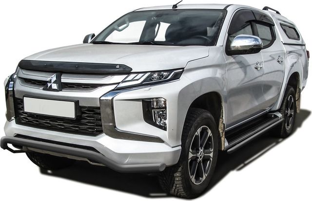 Защита Slitkoff переднего бампера d57 волна для Mitsubishi L200 V рестайлинг 2018-2026 Серебристая. Артикул ML18-005S